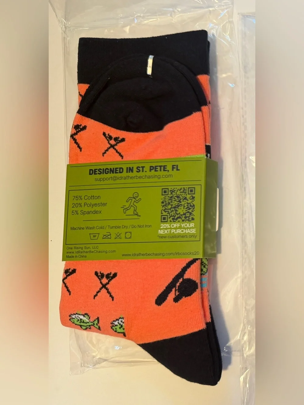 Men's I’d Rather be fishing orange Socks